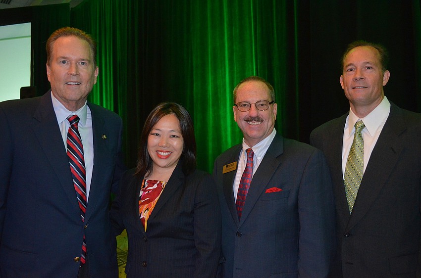 Congressman Vern Buchanan, SCC Chair of the Board Lisl Lang,  SCC President Steve Quieor and Patrick Dorsey, publisher of the Herald Tribune Media Group