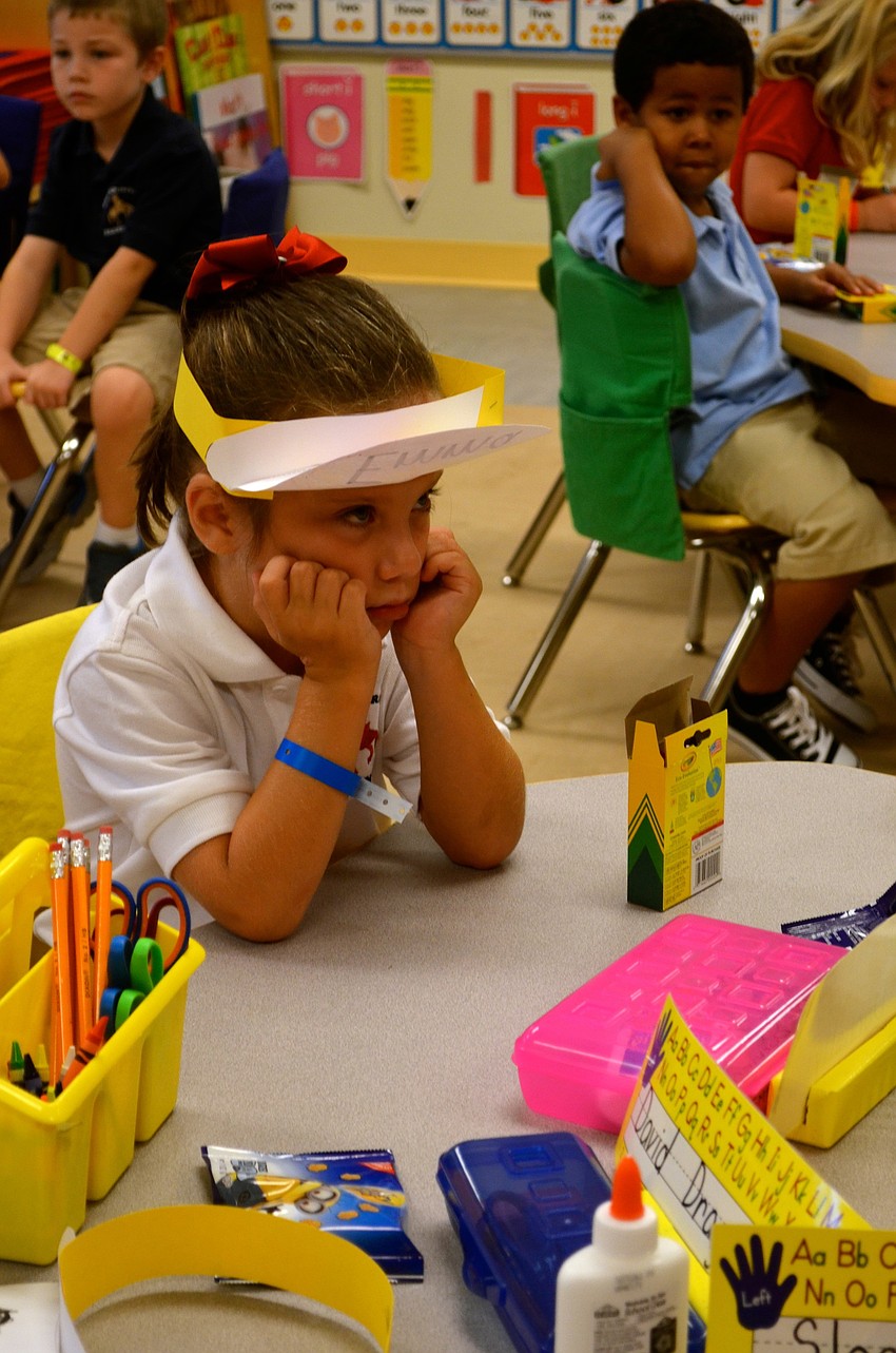 Emma Donnelly misses her parents after they leave the classroom.
