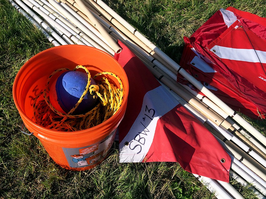 Sarasota Bay Watch preset all of the items needed for volunteers to use for the scallop search.
