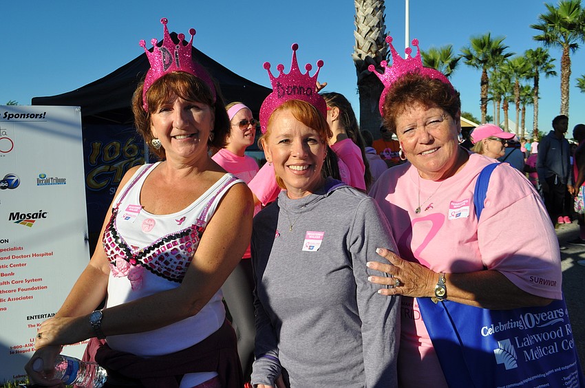 Diana Hohman, Donna Baker and Diane Thompson walk with Team Mammas and Tatas.