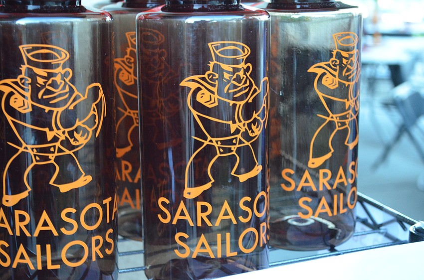 Sarasota High School Sailor water bottles.