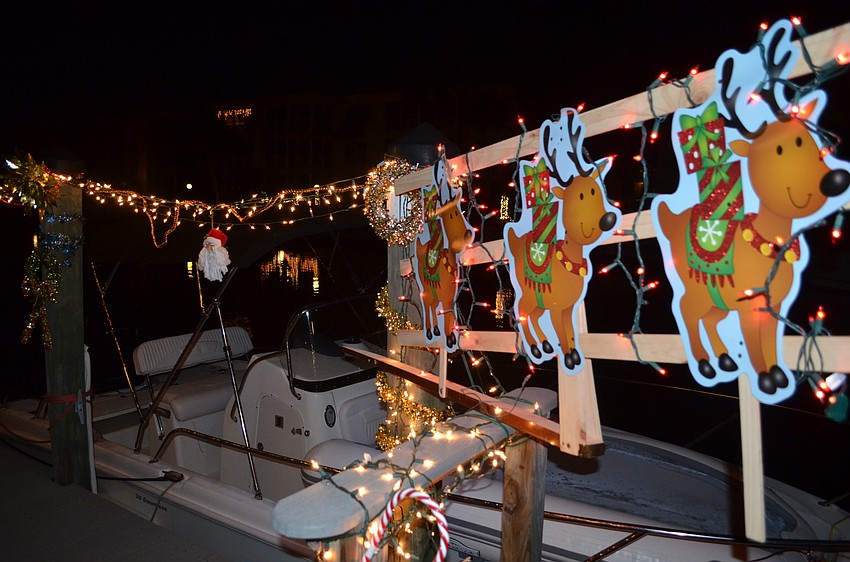 Owners decorated their individual docks to welcome the holiday season at Longboat Harbour.