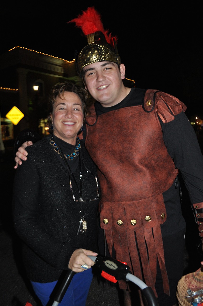 Allison Heitner grabs a picture with her son, Landon, who portrays Judah the Maccabee.