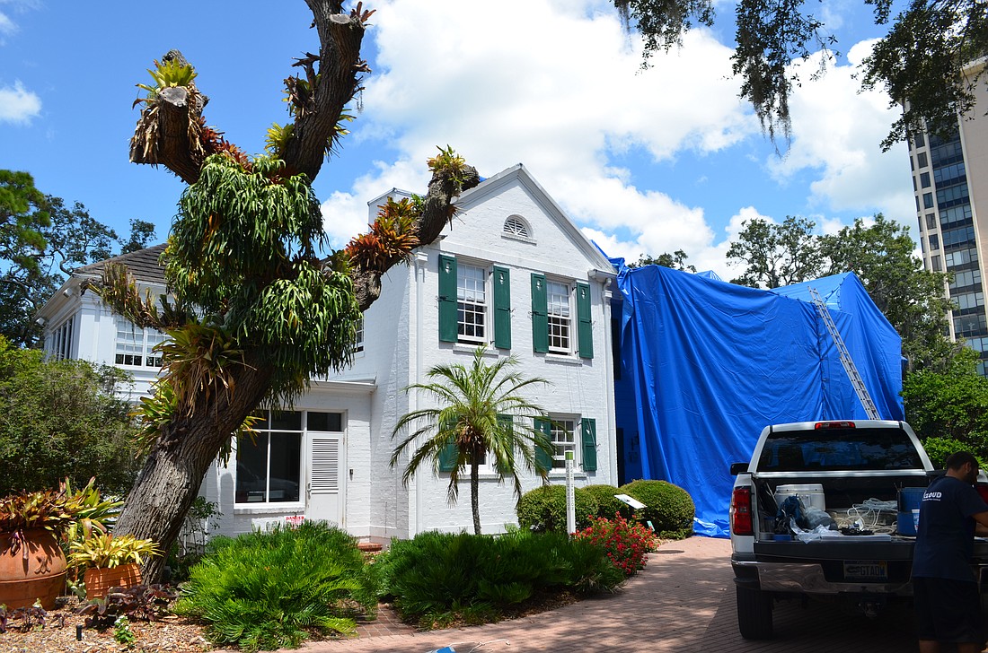 The Payne Mansion at Marie Selby Botanical Gardens is undergoing treatment for drywood termites in anticipation of upcoming exhibits.