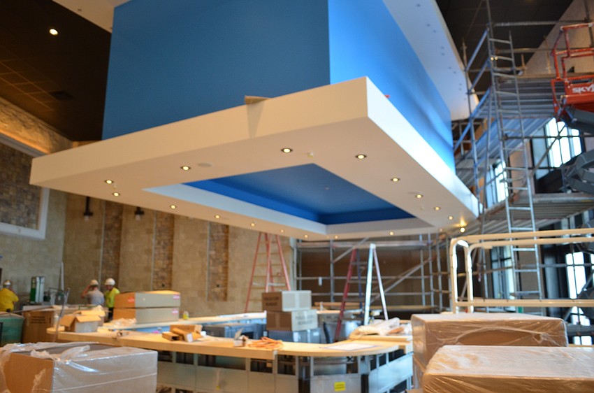 The bar and dining area of CineBistro is coming along.