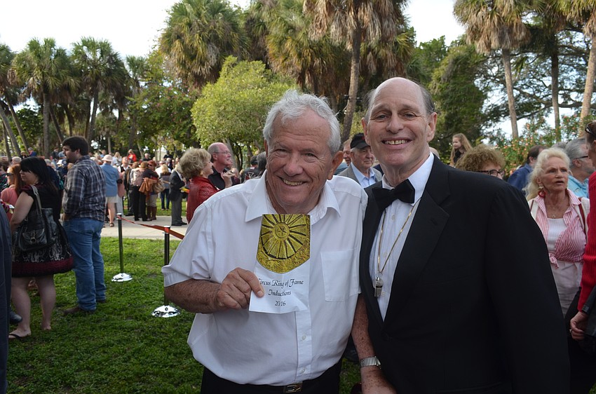 Frank Hopper, who designed the plaques, with Master of Ceremonies Chuck Sidlow