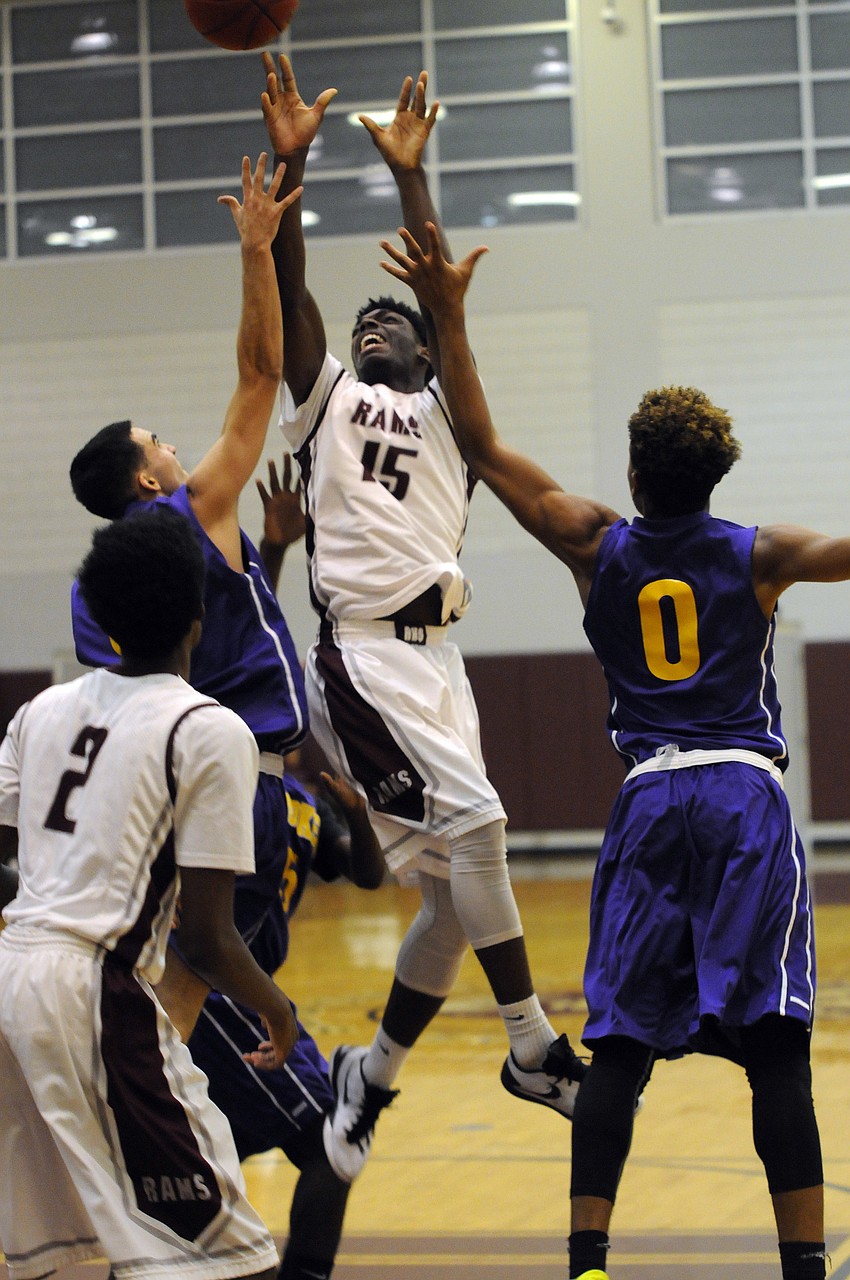 Riverview senior forward D'Myron Wright recorded a double-double, finishing with 10 points and 11 rebounds.
