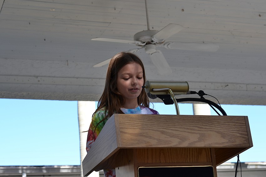 Fifth grade student Ava O'Hara read her essay about why she loves Southside Elementary.