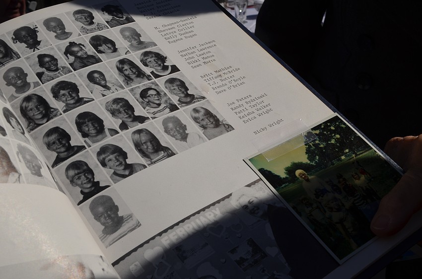 A glance at the pages of the 1981 year book that Cynthia Titus gave to her former student T.J. Nutter.
