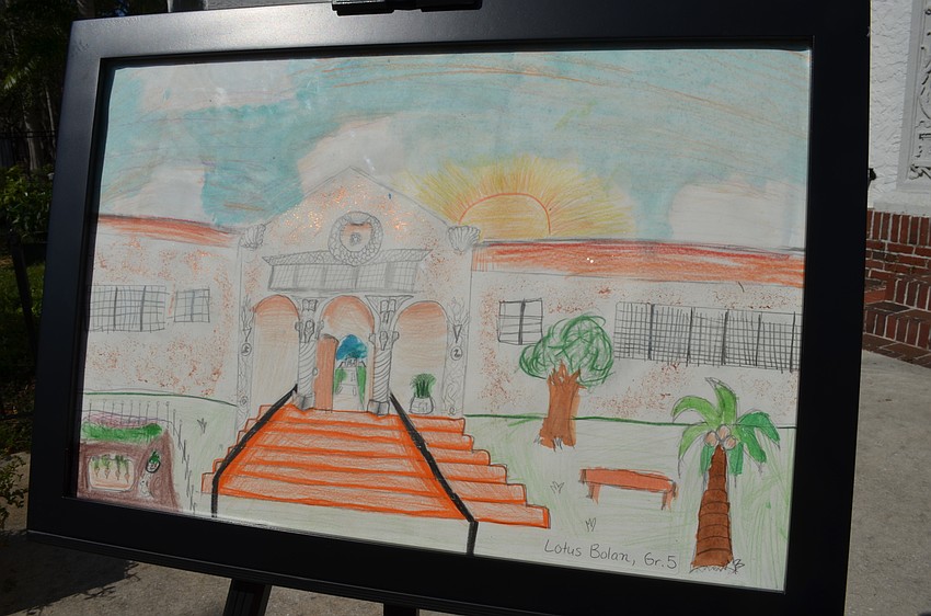 Fifth- and fourth-grade students illustrated the exterior of the school. This version was done by Lotus Bolan.