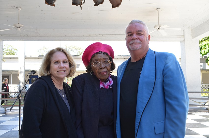 Former principals Sharon Marks, Dorothye Smith and current principal Steven Dragon.