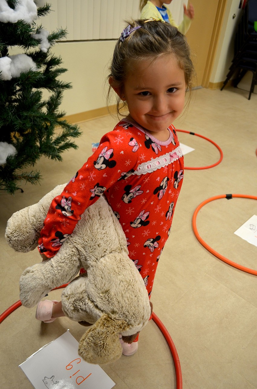 Four-year-old Nyla Muno brought a friend with her to the event.