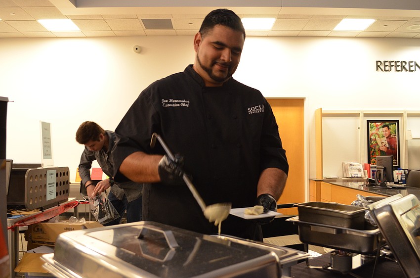 Joe Hernandez of Social Eatery & Bar served up potato gnocchi with grilled chicken and asparagus covered in a lemon butter sauce.