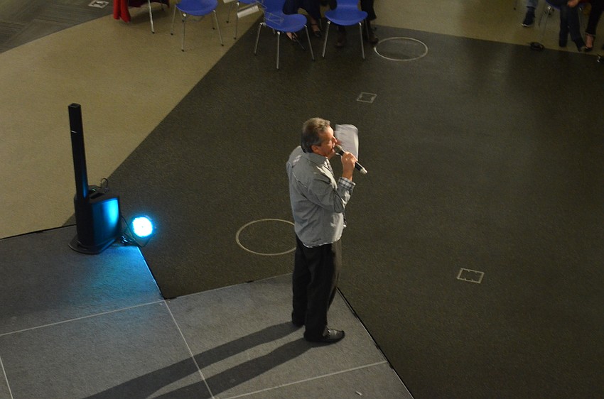 Friends of the Selby Public Library board member Kenny DeCamp served as the emcee for the continuous performances Wednesday evening.