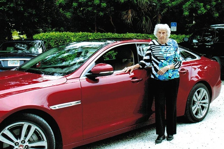 Betty Johnson with her new Jaguar XJL