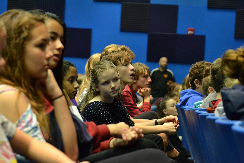 Students listen closely to the panel of NASA scientists during  a presentation Friday, Jan. 15 at Pine View School.