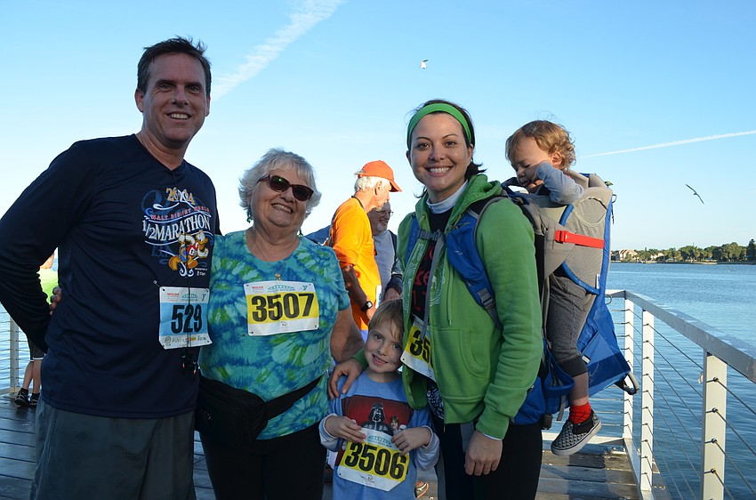 Kevin, Kay, Cooper, Nicole and Tate Bruning before the start of the one-mile fun run.