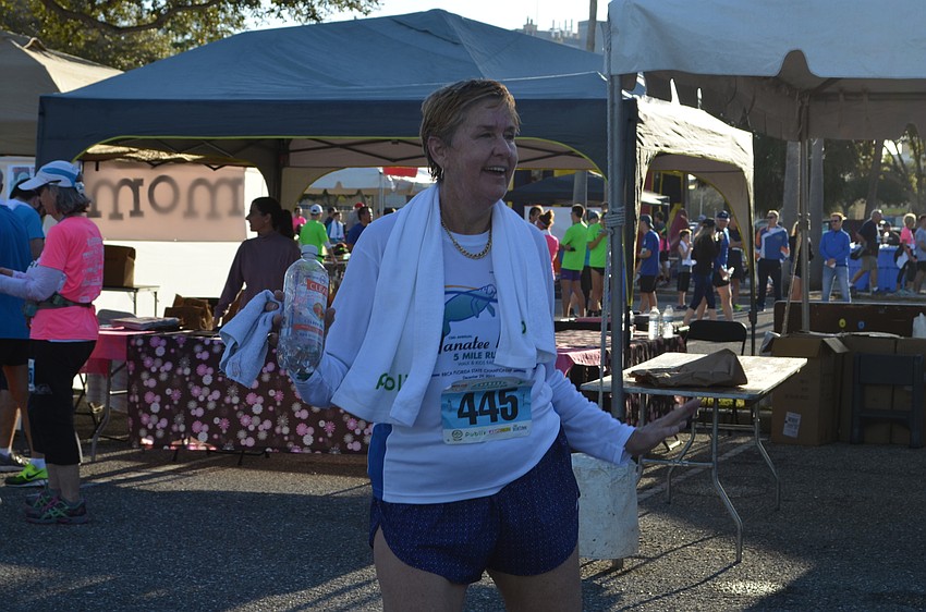 Sheri Bedford takes to the dance floor after completing her run.