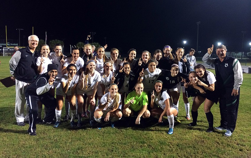 The Lakewood Ranch High girls soccer team beat Manatee 2-0 to capture the Class 5A-District 8 title Jan. 15.