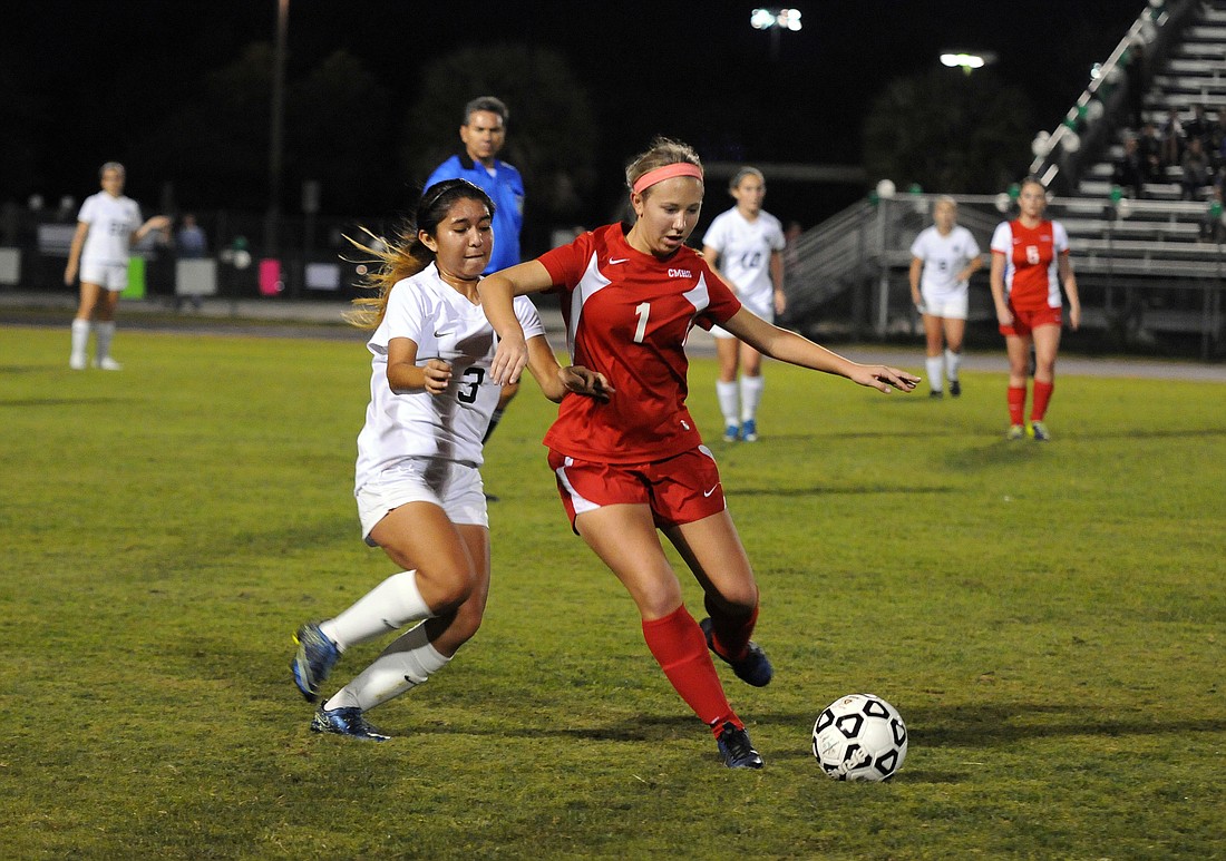 Cardinal Mooney's Emily Brusco tallied an assist in the Class 2A-District 11 championship Jan. 14.