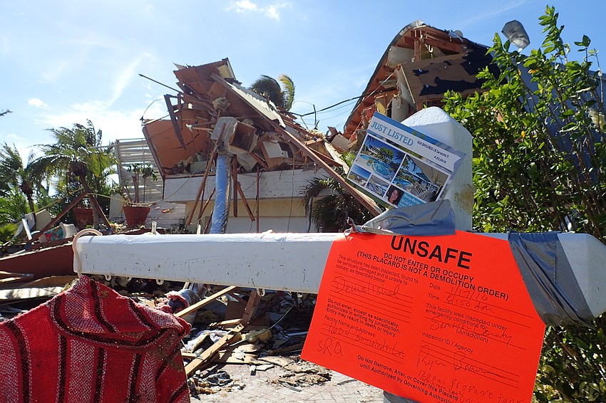 A notice posted by the county declaring Nancy Devito's home 