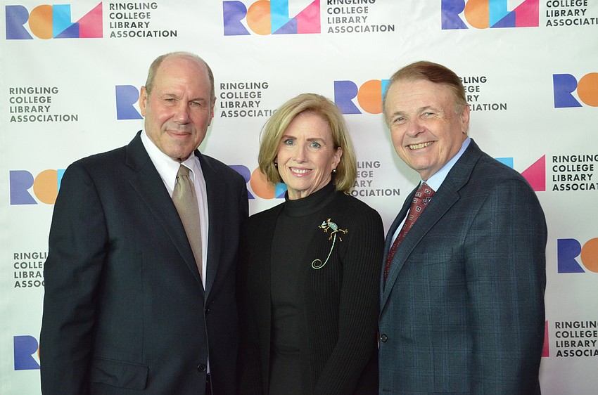 Michael Eisner,  RCLA Town Hall Chair Chris Cremer and Ringling College of Art and Design President Larry Thompson