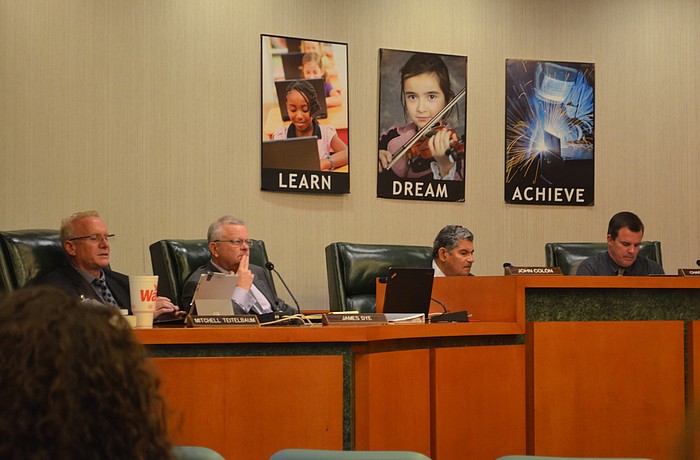 Manatee County School District staff and school board members ask questions about the Long Range Master Plan.