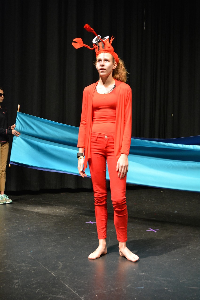 Shelby Fulton portrays Sebastian the crab.