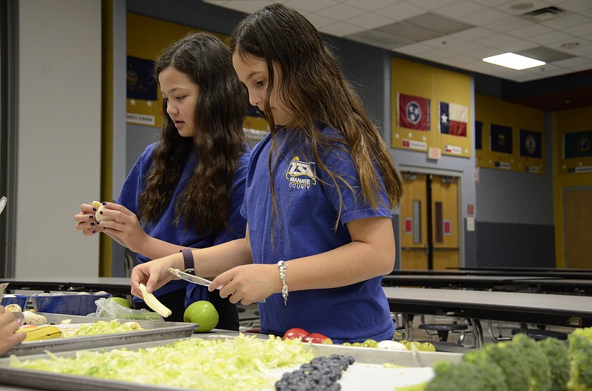 Tiarralynn Chin and Isabella Pasquale work on 