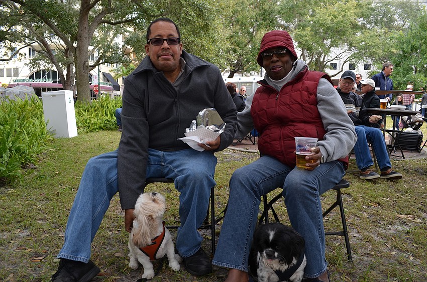Gary and Ivey Greene with Rocket and Cookie take the music at the Sarasota Seafood & Music Festival.