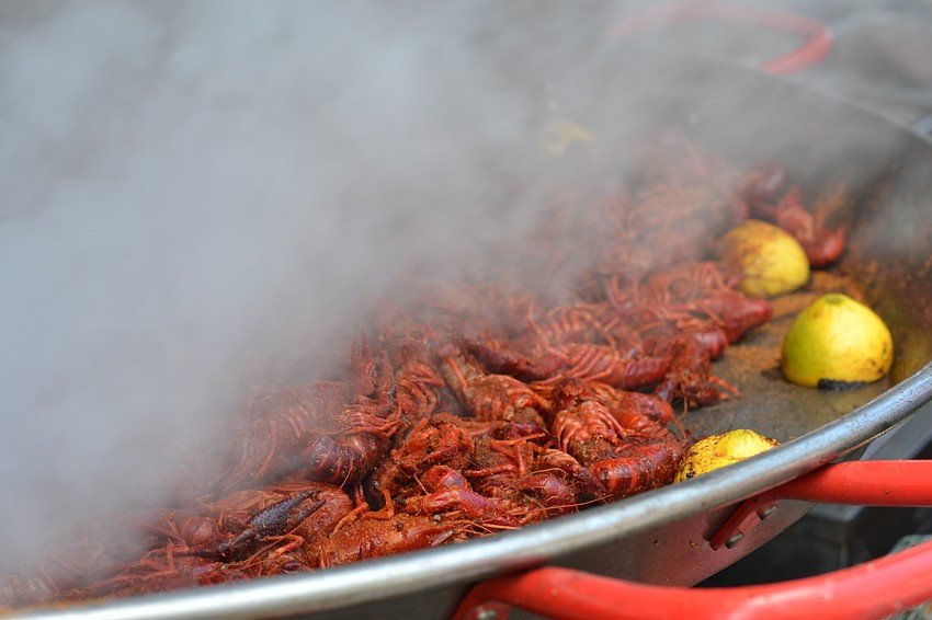 Smoking hot crawfish from Walt's Fish Market.