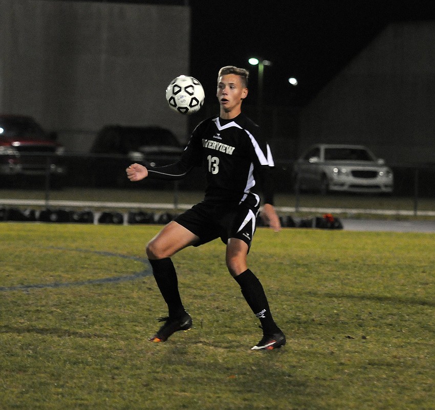 Riverview junior striker Patrick Skladanowski controls the ball for the Rams.