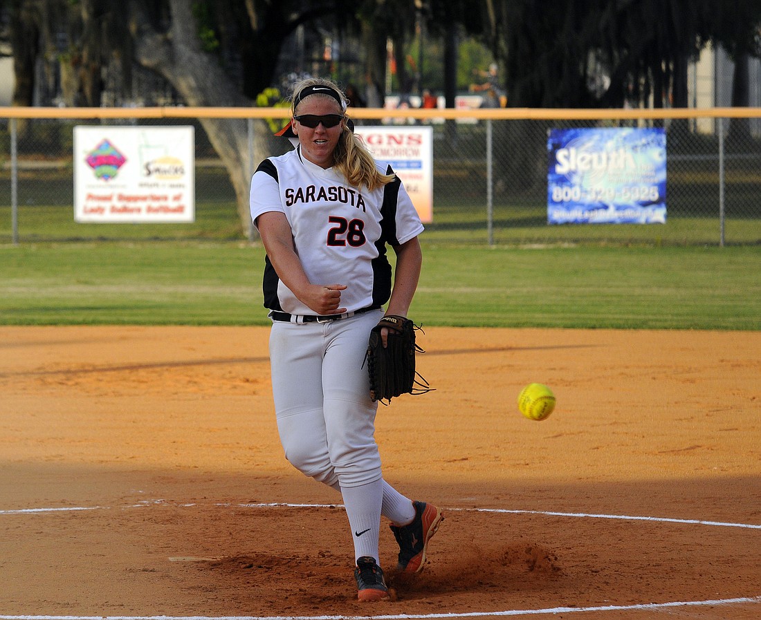 Sarasota senior pitcher Brittany Bendel will lead the Lady Sailors against rival Riverview Feb. 3.