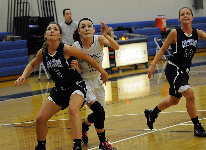 ODA sophomore Rebekah Lang fights for a rebound.