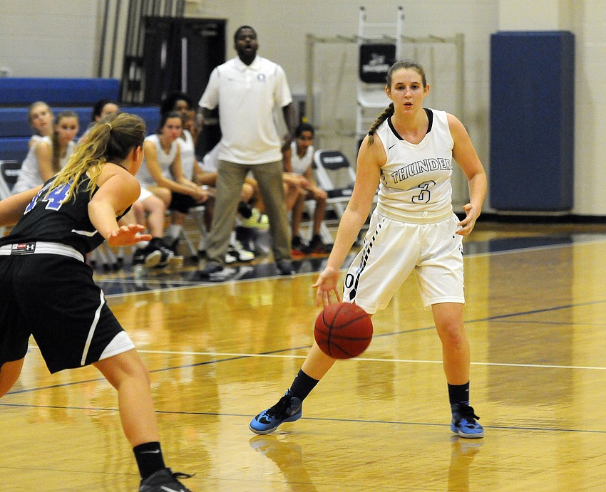 ODA senior Sierra VanSuch dribbles the ball along the perimeter in the first half.