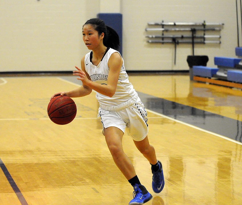 ODA sophomore Liberty Strafuss dribbles the ball in the second quarter.