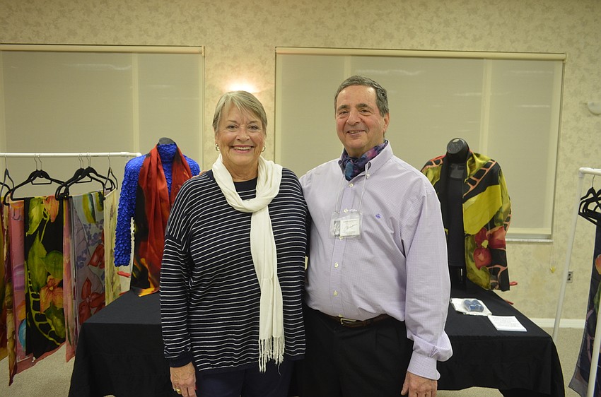 Nancy Woodley and silk painter Jamie Kirkell