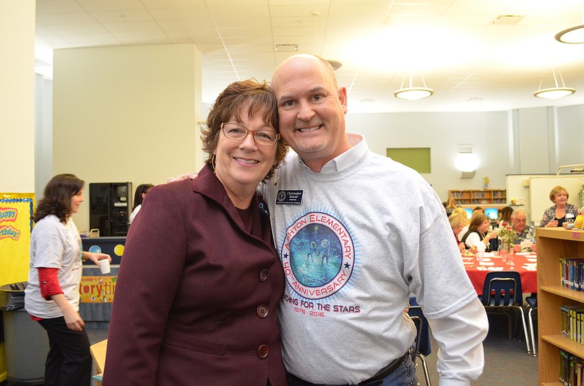Sarasota County Schools Elementary Education Executive Director Laura Kingsley and Ashton Elementary Principal Christopher Renouf.