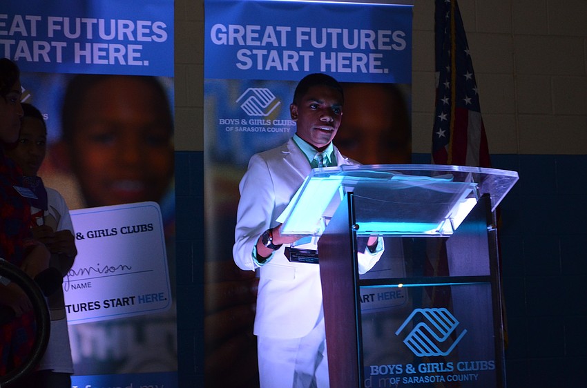 Rickey Tedesco accepts the 2016 Youth of the Year award for the Boys & Girls Clubs of Sarasota County.