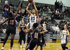 Lakewood Ranch junior forward LaDazhia Williams goes up for a shot late in the fourth quarter.