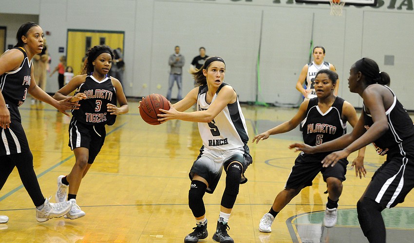 Lakewood Ranch senior Kailyn Scully takes the ball to the hoop in the fourth quarter.