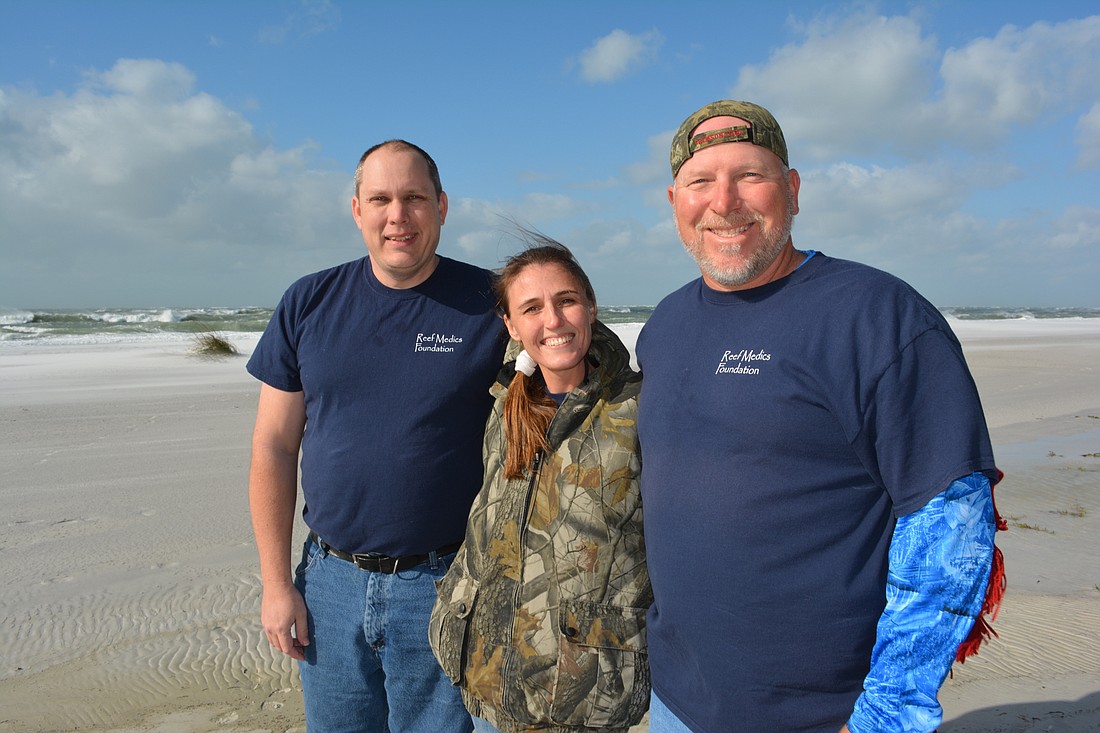 Eric Austin of Venice and Kerri and Wes Carter of Myakka City have started the non-profit Reef Medics. They organized a beach clean-up on Jan. 23.