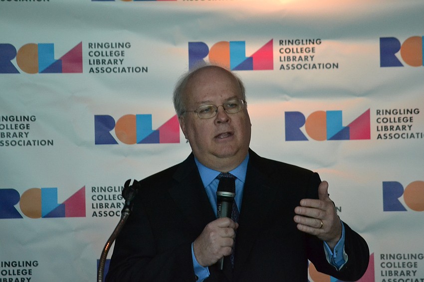 Karl Rove addresses guests during the luncheon Q&A session.