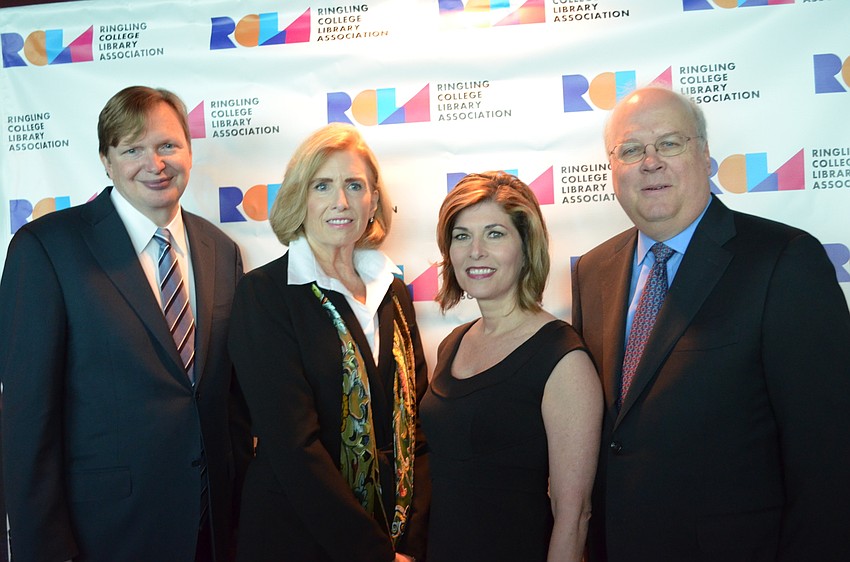 Jim Messina with RCLA Town Hall Chair Chris Cremer, Sharyl Attkisson and Karl Rove