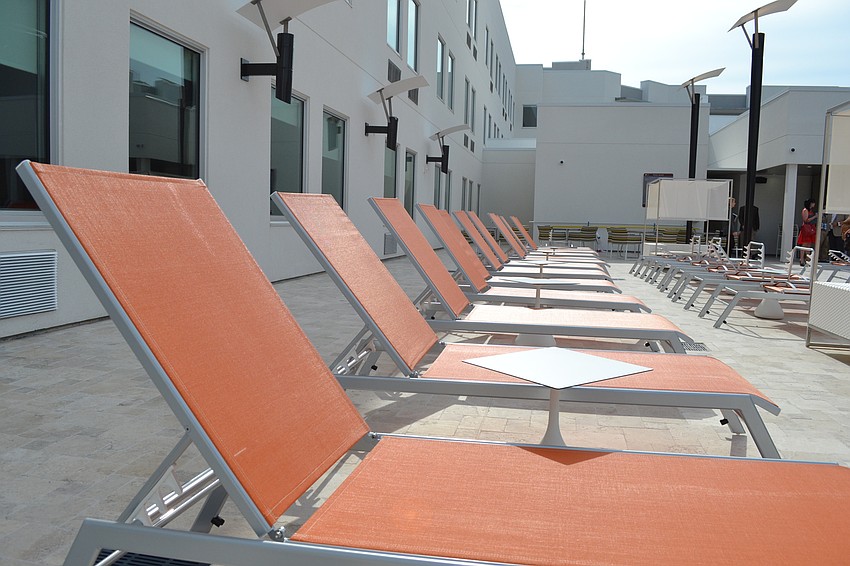 Guests can layout and lounge on the eighth floor pool deck.