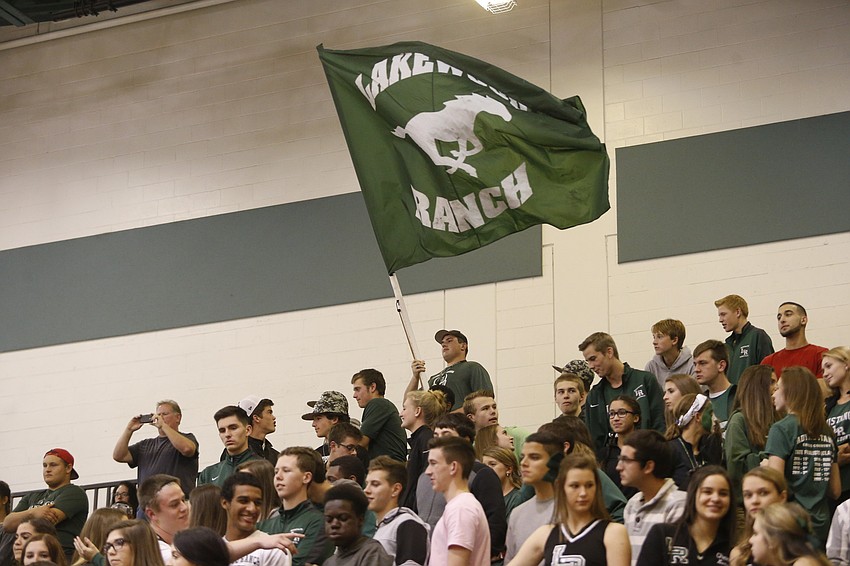 The Lakewood Ranch High student section celebrated its first boys basketball district title in 11 years Feb. 5.