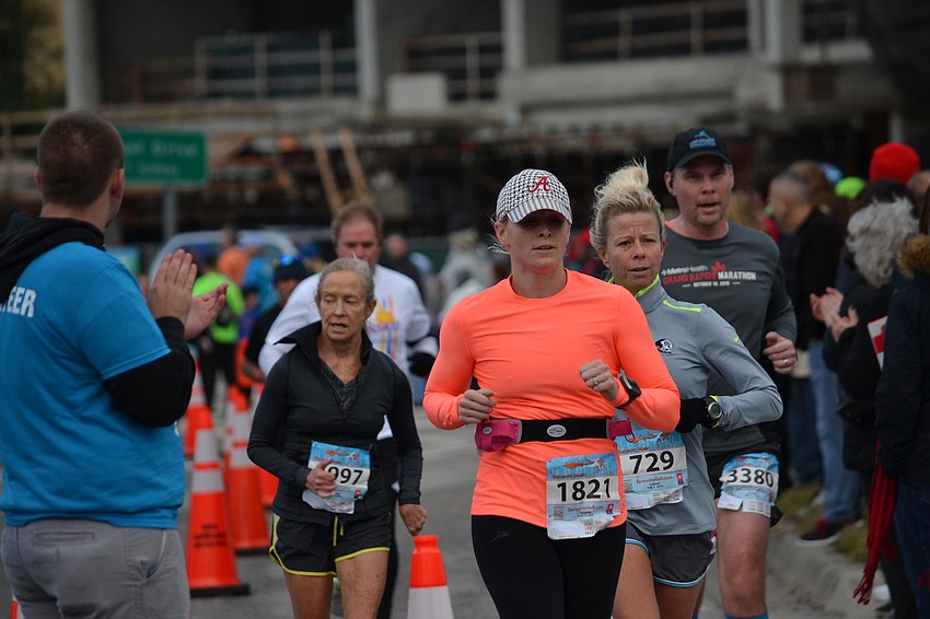 Runners make their way to Bayfront Drive during the 2016 Sarasota Music Half Marathon Sunday, Feb. 7.