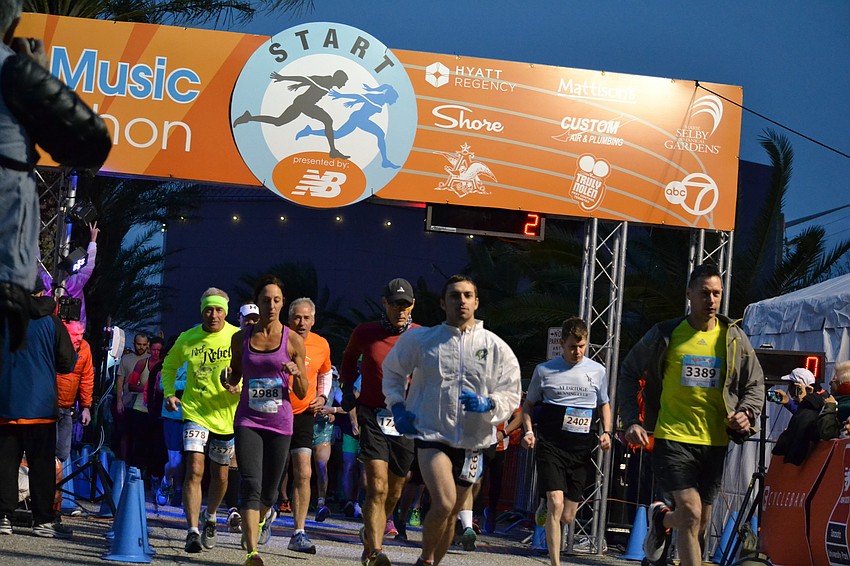 It was a dark and chilly start for the 2016 Sarasota Music Half Marathon Sunday, Feb. 7 at the Van Wezel Performing Arts Center.