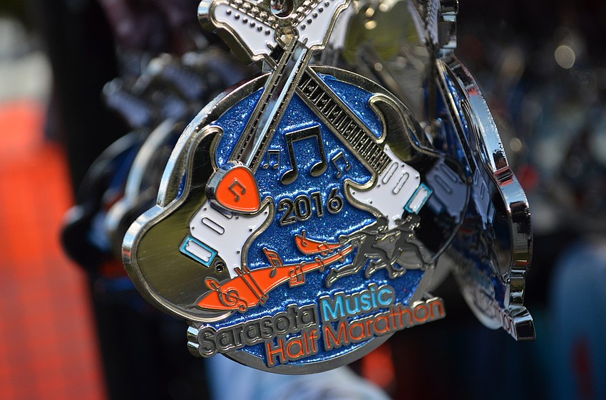 Medals for the second Sarasota Music Half Marathon.