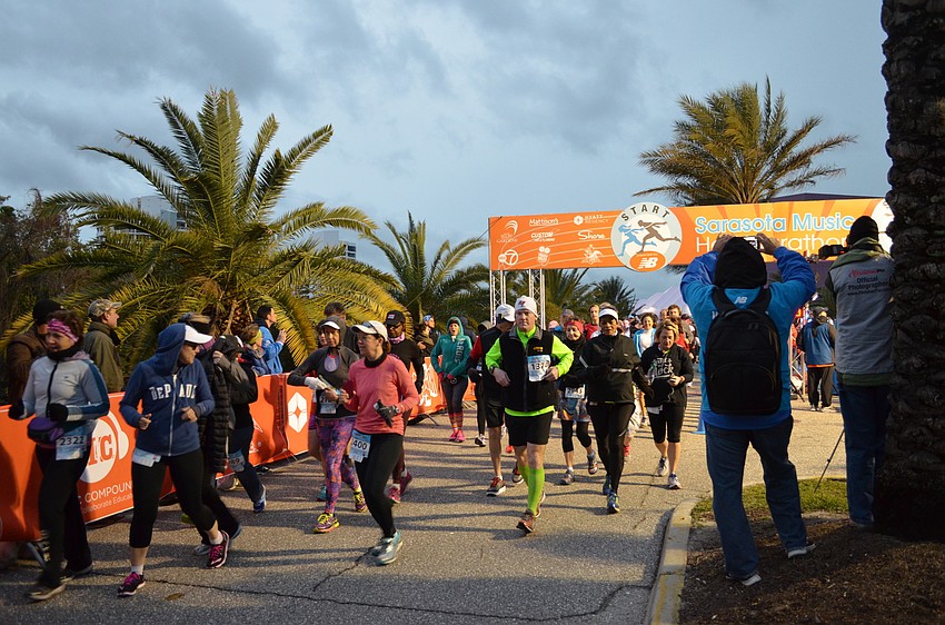 Runners at the starting line for the 2016 Sarasota Music Half Marathon.